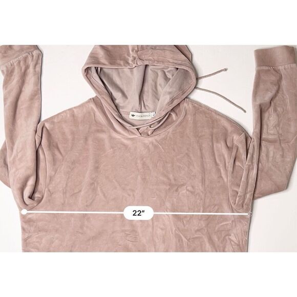 Hive & Honey‎ Taupe Pullover Velour Hooded Sweatshirt LARGE Super Soft Lounging - Picture 5 of 8